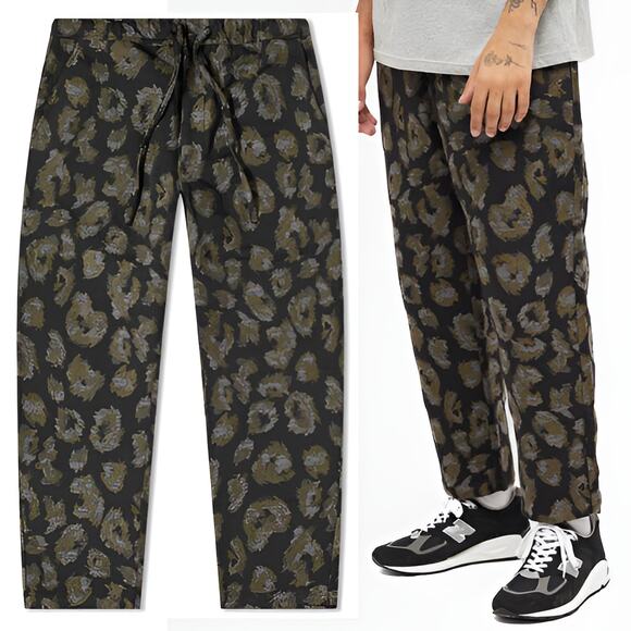 Wax London Mens Jacquard Leopard Animal Print Straight Leg Kurt Trouser‎ Pants L - Picture 1 of 11